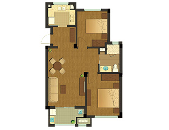 C2戶型--兩室兩廳一廚一衛(wèi)